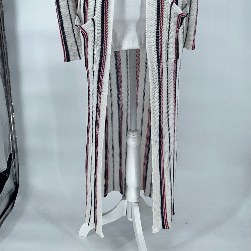 Lost + Wander Striped Knit Duster Cardigan Cream Red Blue XS S Women Boho - Picture 5 of 10